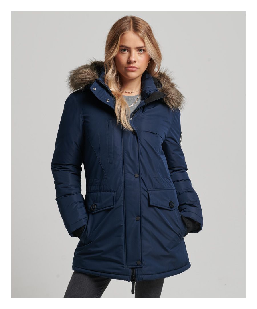 Layer up in a way that matches your authentic style with our Ashley Everest Parka Coat. Designed to maximise your comfort, the coat has adjustable features and varying linings to help keep the warmth in. You can adjust this coat to suit your needs, whether you're just popping out or bracing the cold. Finished with distinctive touches so you can feel as stylish as you do cosy.Relaxed fit – the classic Superdry fit. Not too slim, not too loose, just right. Go for your normal sizeBorg-lined, adjustable hoodDetachable fur trimZip and popper fasteningOne chest pocket with a storm-sealed zipFour waist pocketsRibbed cuffsBungee cord waistQuilted liningSuperdry patch
