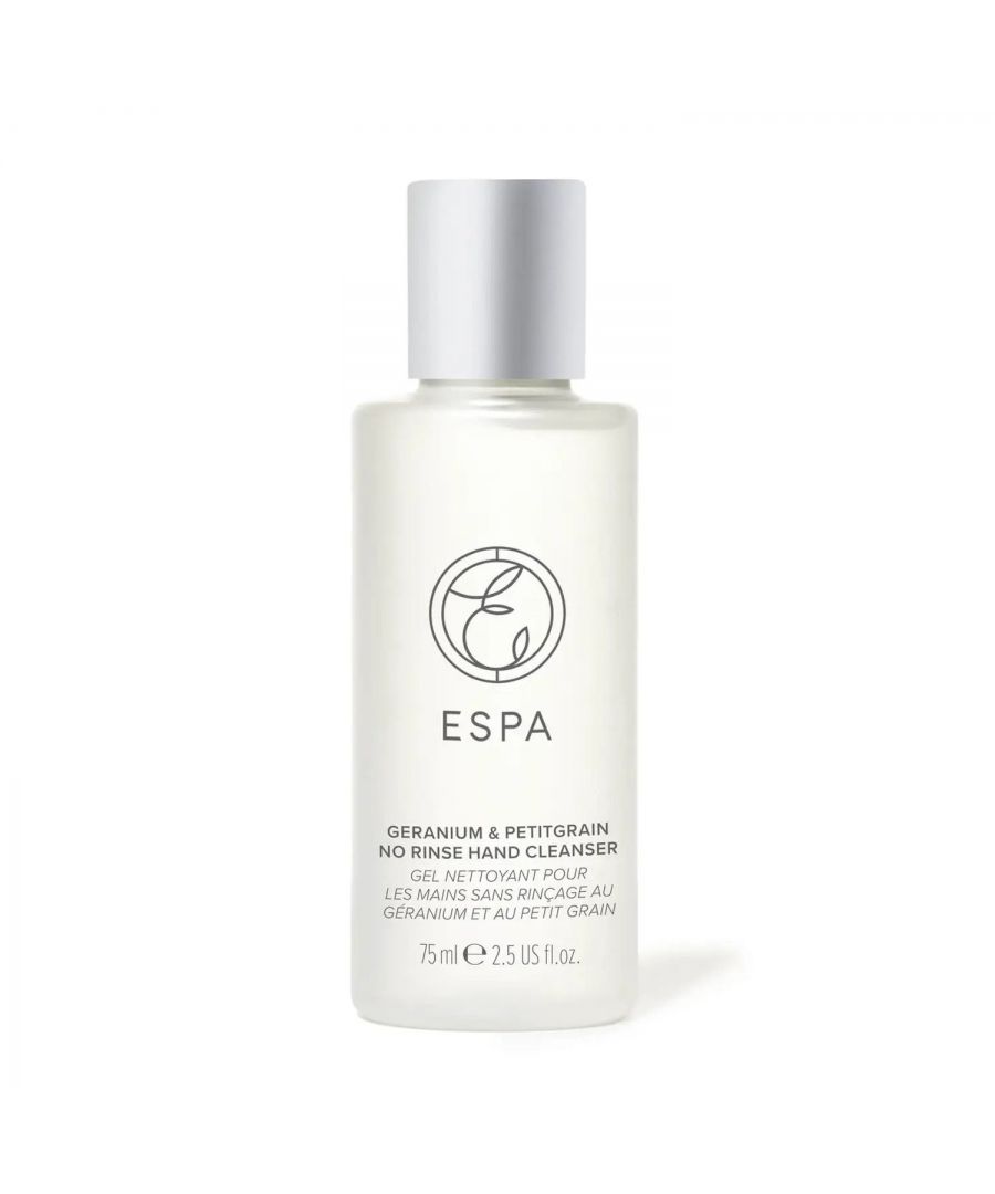 An alcohol-based cleansing hand gel infused with a luxurious blend of pure essential oils, including Neroli and Green Mandarin. ESPA’s No Rinse Hand Cleanser is perfect to refresh your hands when you’re out and about, leaving skin beautifully cleansed and delicately fragranced. 100% natural fragrance and a quick-drying formulation. \n\nESPA No Rinse Hand Cleanser also contains 60% alcohol content. Health experts including NHS, Public Health England and World Health Organisation all agree that to be effective an alcohol-based cleanser needs at least 60% alcohol content.