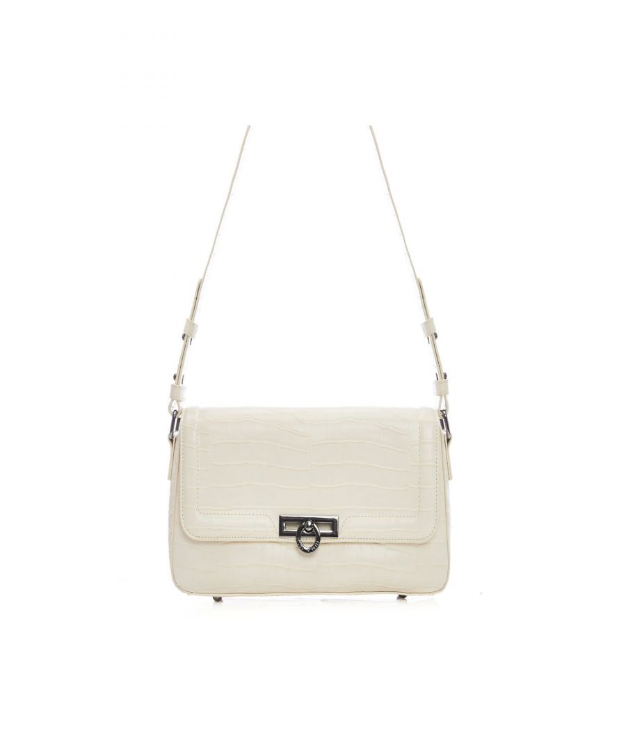 Your new baguette bag. Paris is made from recycled croc effect PU and features our new Moda branded letterbox lock clasp and lining, adding to the luxe feel. The internal lining pockets are perfect for those essential items, whilst the feet protect the bottom of the bag. Store in the recycled, re-useable dust bag.