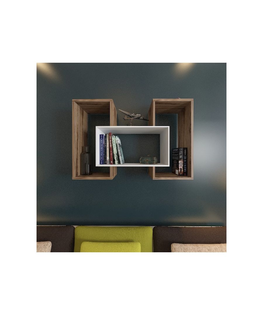 This modern and functional shelf is the perfect solution to keep your books and objects in order and to furnish your home in an original way. Thanks to its design, it is ideal for the living area, the sleeping area of the house and the office. Easy-to-clean and easy-to-assemble kit included. Color: Wallnut, Black | Product Dimensions: W90xD25xH60 cm | Material: Melamine Chipboard | Product Weight: 4,5 Kg | Supported Weight: 3 Kg | Packaging Weight: W21xD60xH10 cm Kg | Number of Boxes: 1 | Packaging Dimensions: W21xD60xH10 cm.
