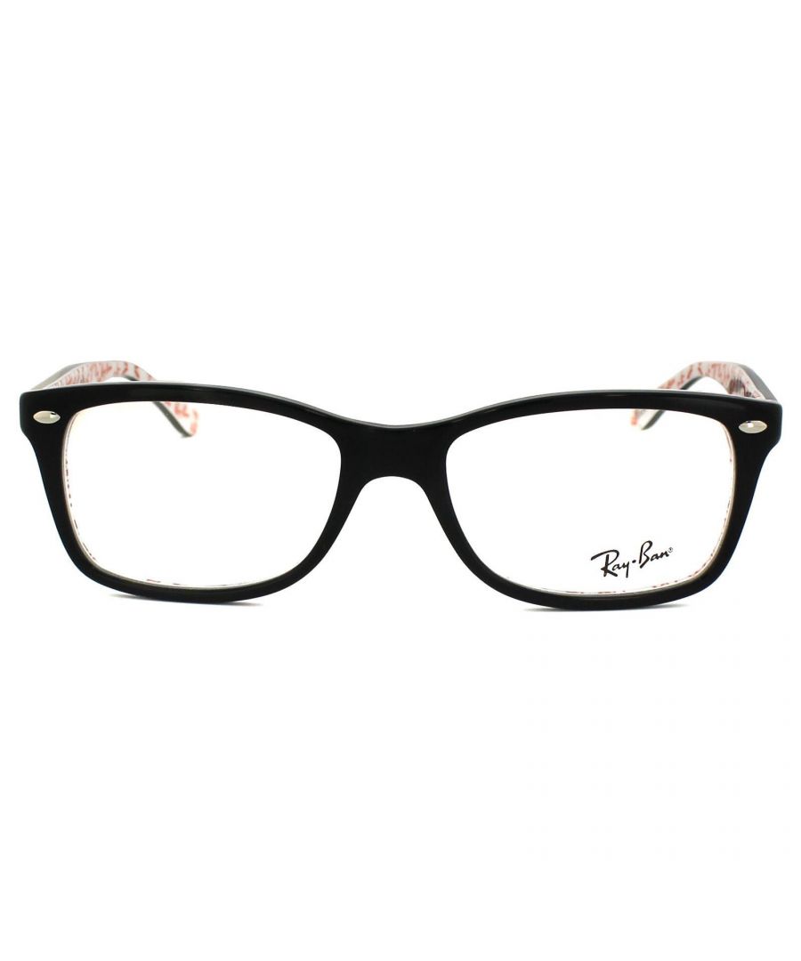 Ray-banbril 5228 5014 Top zwart op textuur Wit 53 mm zijn een dunnere iets kleinere versie van het Wayfarer-frame dat perfect is voor een bril en nog steeds die nerd-look geven die zo gewild is met ray-banbril.