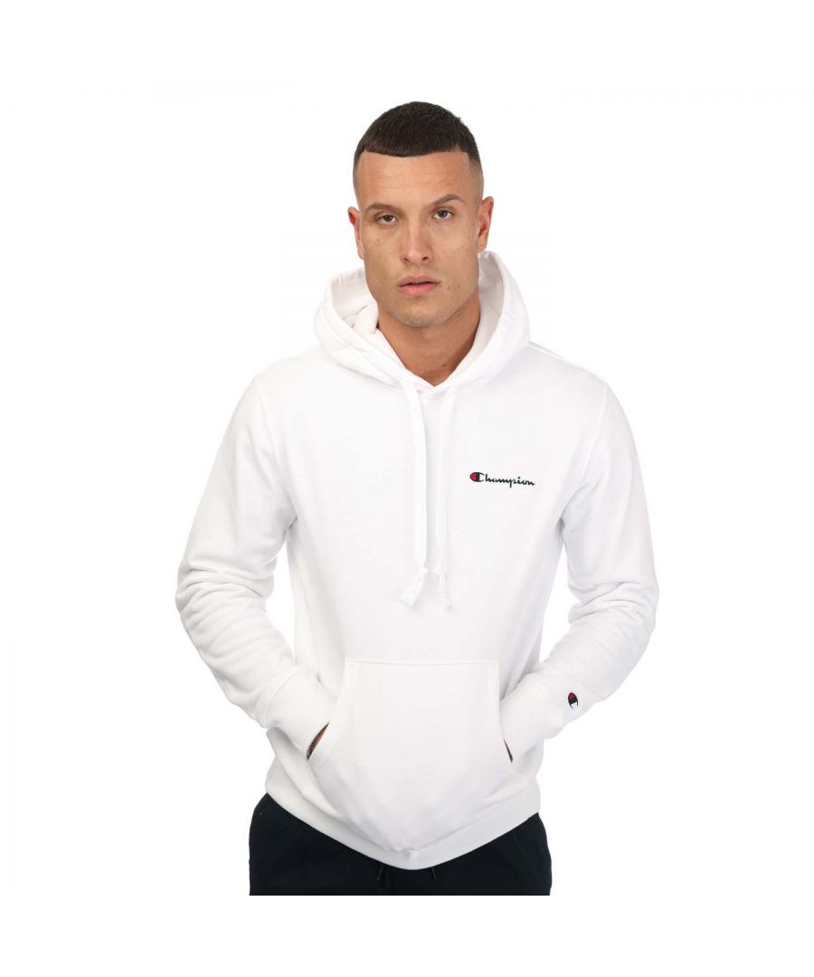 Champion hoodie van zwaar katoen met klein script-logo voor heren, wit