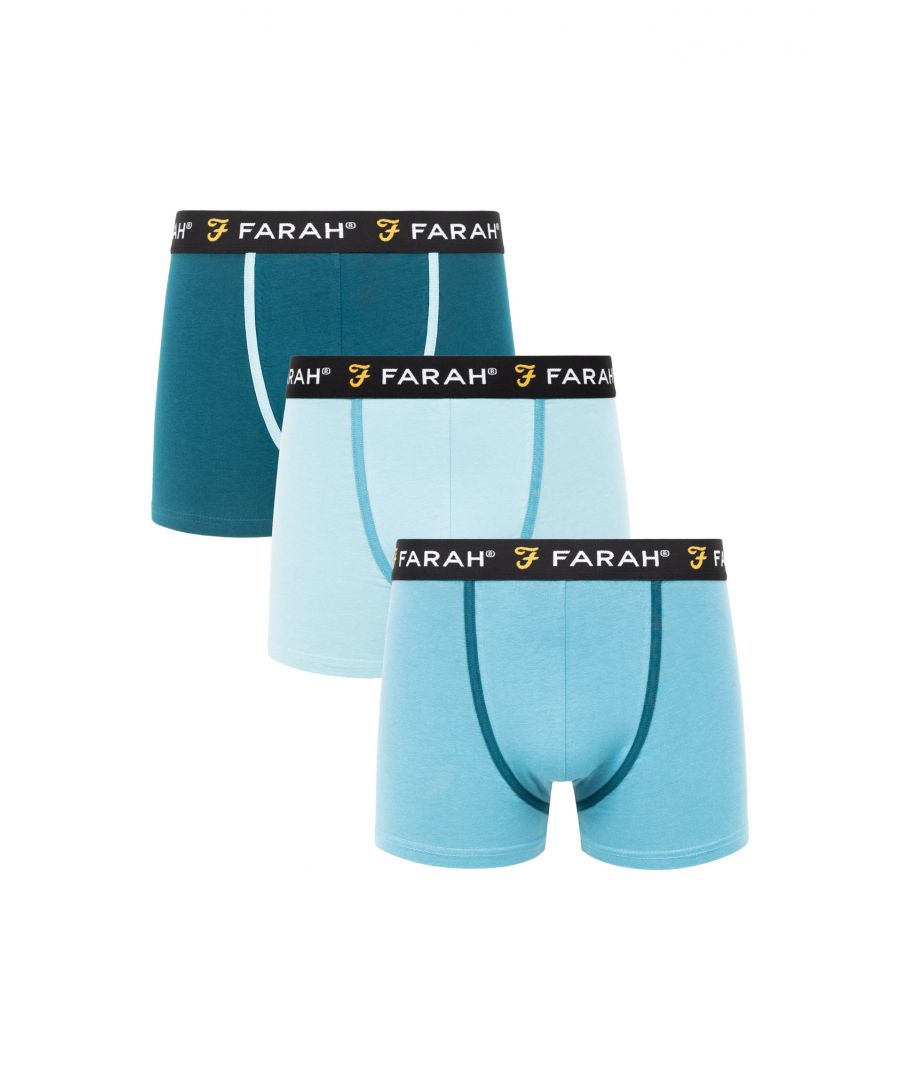 Update your wardrobe essentials with this 3-pack of 'Mariposa' boxers from Farah. Each pair is made from Cotton Blend fabric for all-day comfortable wear. The boxers features repeat-logo waistband. Available in other colours.