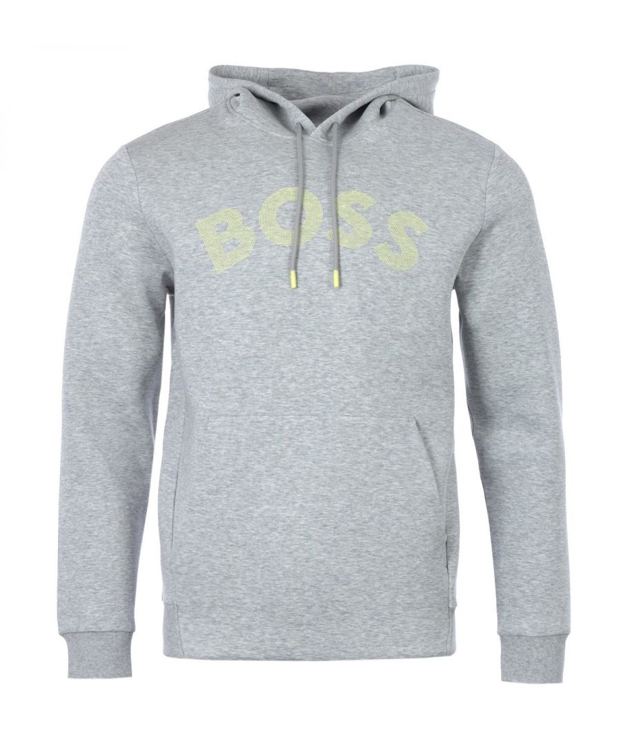The Soody Dot Logo Hooded Sweatshirt from BOSS Athleisure is the perfect piece to elevate your wardrobe with casual appeal. Crafted from a super soft stretch cotton blend interlock providing a smooth feel with a sporty look. Featuring an adjustable drawstring hood, kangaroo pocket and ribbed trims. Finished with the iconic BOSS logo across the chest in a dot print effect with a coordinating dot effect stripe to the back of the hood.Regular Fit, Stretch Cotton Blend Interlock Fabric, Adjustable Drawstring Hood, Kangaroo Pocket, Long Sleeves, Ribbed Cuffs & Rear Hem, BOSS Branding. Style & Fit:Regular Fit, Fits True to Size. Composition & Care:47% Cotton, 46% Polyester, 7% Elastane, Machine Wash.