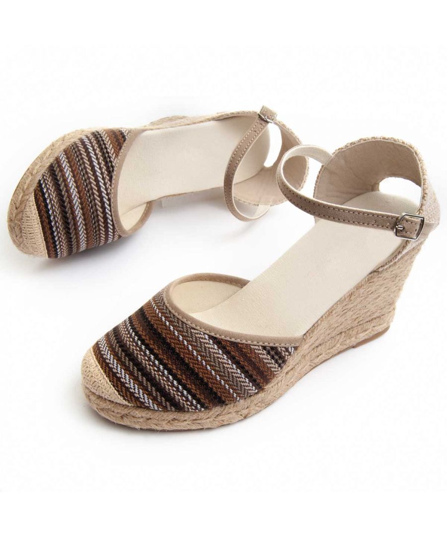 Wheres That From Blakely Low Wedge Espadrille Sandals With Close Toe in Camel Womens Shoes Heels Wedge sandals Natural 