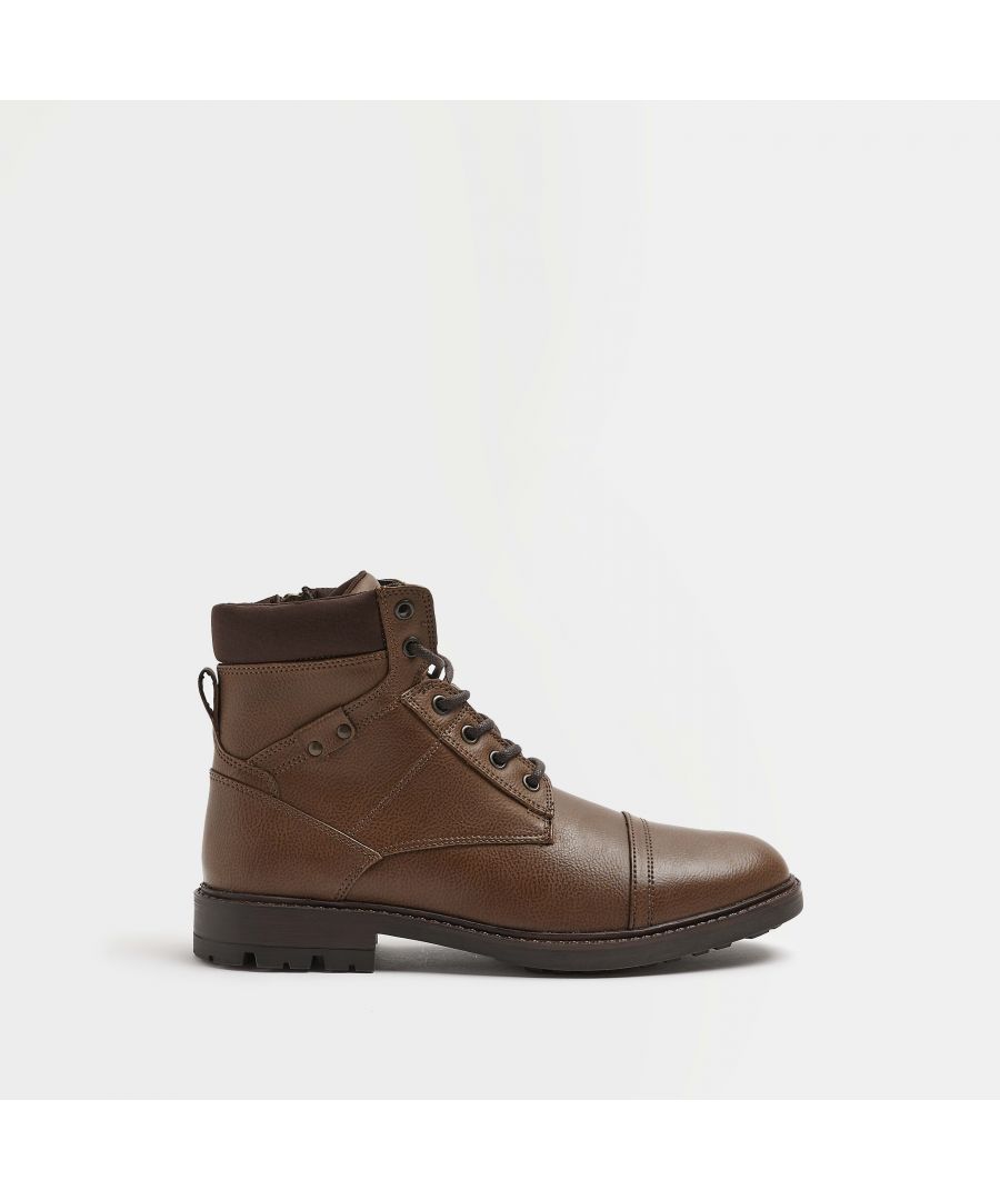 > Brand: River Island> Department: Men> Upper Material: PU> Material Composition: Upper: PU, Sole: Rubber> Type: Boot> Style: Bootie> Occasion: Casual> Season: AW22> Pattern: No Pattern> Closure: Lace Up> Toe Shape: Round Toe> Shoe Shaft Style: Ankle> Shoe Width: Standard