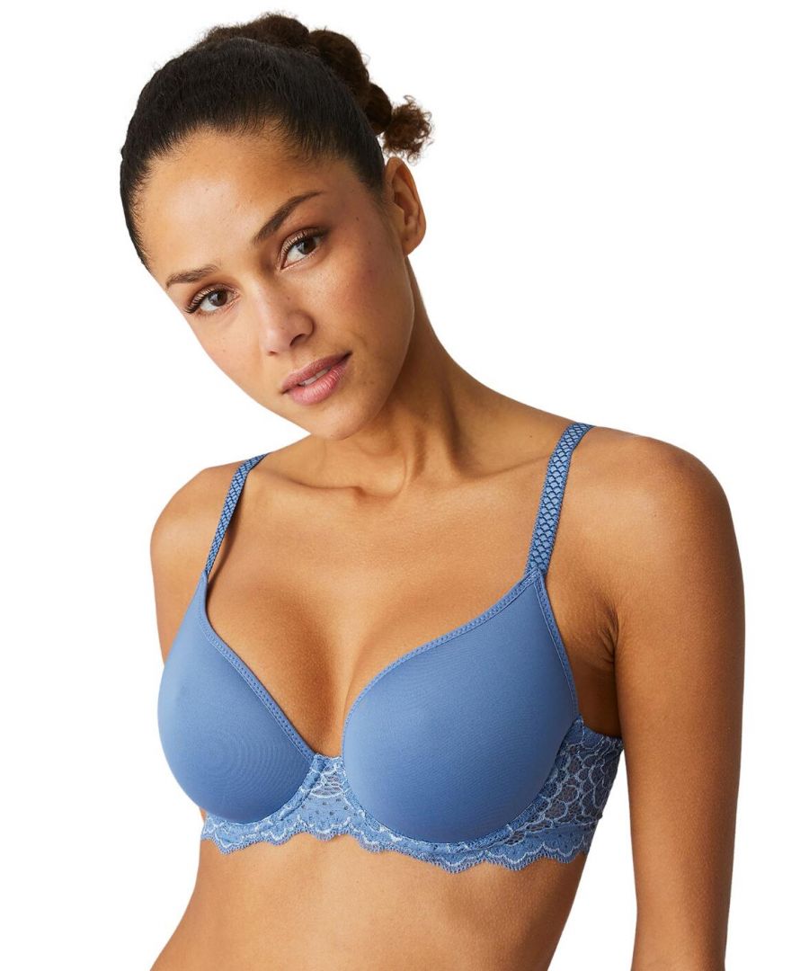 Simone Perele Womens Caresse Spacer Plunge Bra – Blue Polyamide – Size 32C