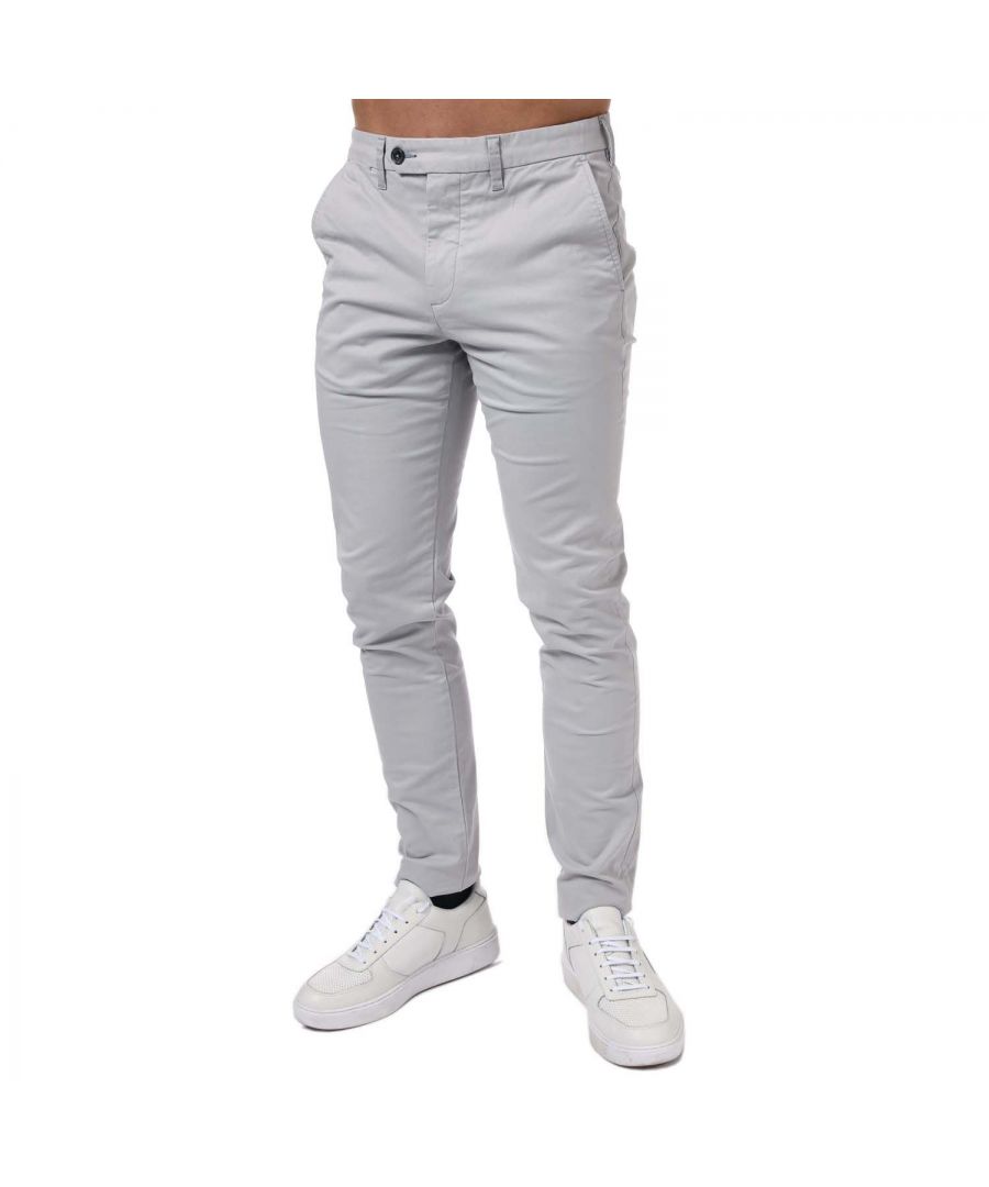 Mens Ted Baker Tincere Super Slim Chino in grey.- Zip and button fastening.- 5-pocket detailing.- Knits  suede ankle.- Subtle ted branding.- Super slim fit.- Shell: 98% Cotton  2% Elastane. Pocket: 100% Cotton.- Ref: 242746MIDGREY