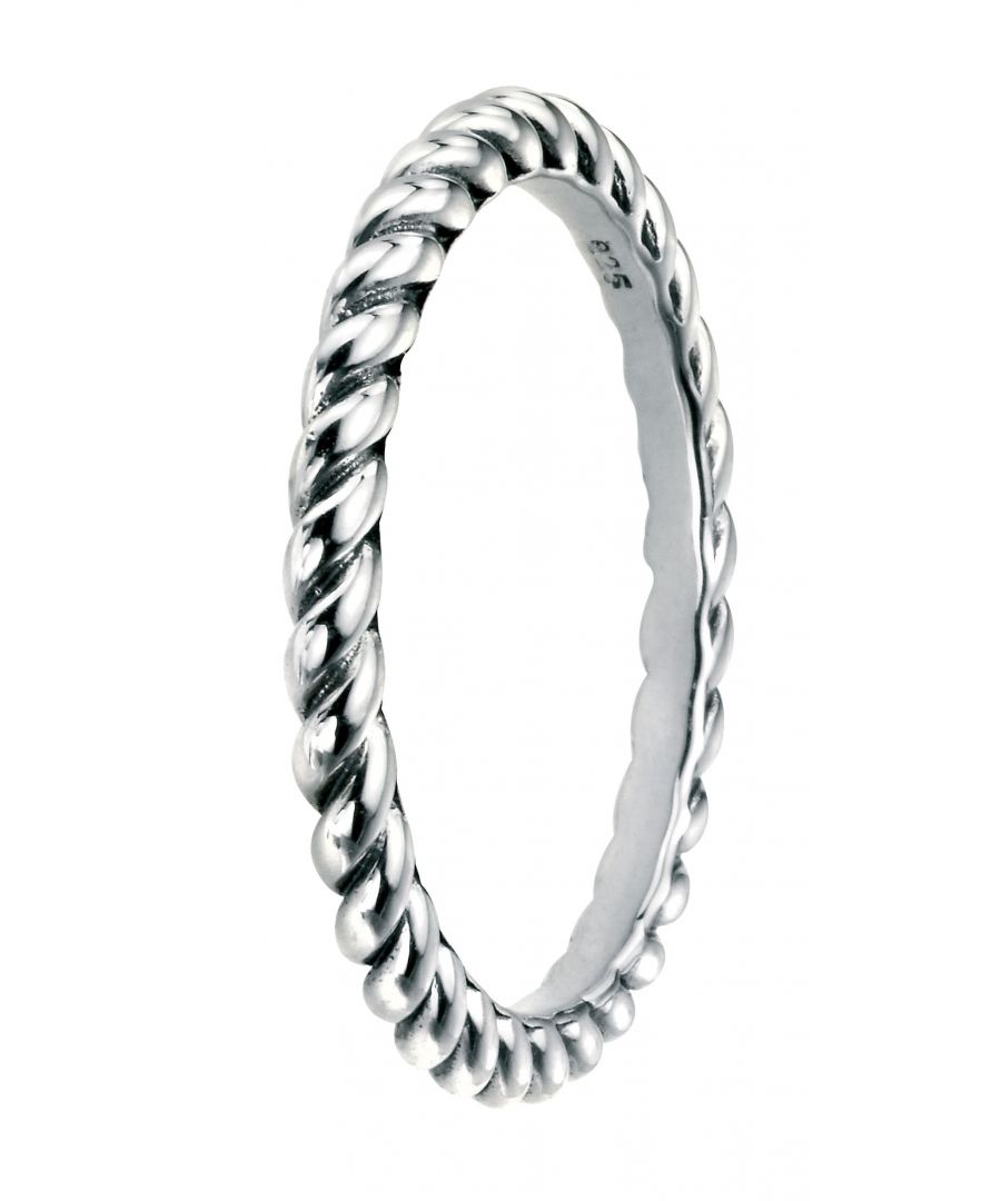 Image for Elements Silver 925 Sterling Silver Oxidised Finish Twist Band Ring