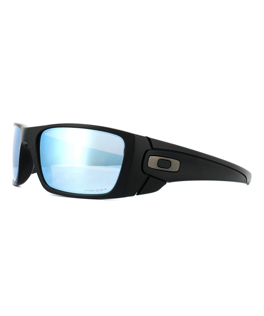 Image for Oakley Wrap Mens Matt Black Prizm Deep Water Polarized Sunglasses