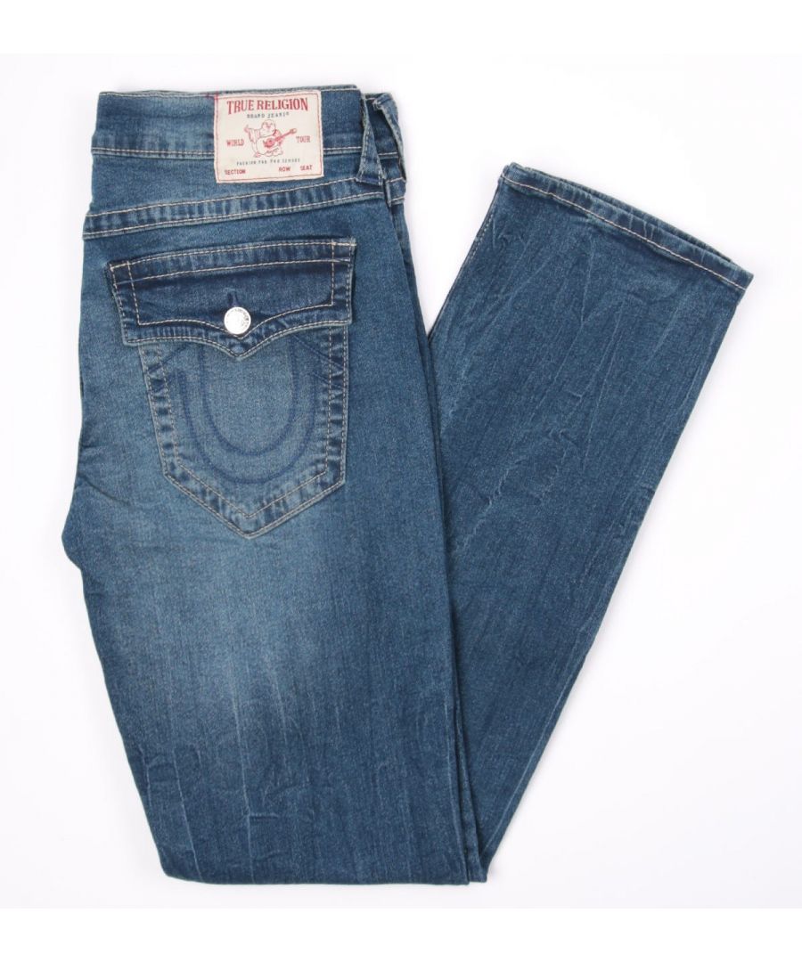 L.A fashion brand True Religion has become a global denim expert that has redesigned and reinvented the traditional five-pocket jean. They quickly became known for quality craftsmanship, bold designs and the iconic lucky horseshoe logo.The Ricky Straight Fit Jeans boast their bold designs. Crafted from stretch cotton denim in a classic five-pocket design with their signature rear flap pockets and sleek hardware. Finished with the iconic horseshoe detailing at the rear pockets and signature True Religion branding. Relaxed Straight Fit, Stretch Cotton Denim, Belt Looped Waist, Five Pocket Design, Zip Button Fly, Rear & Coin Flap Pockets, True Religion Branding. Style & Fit:Relaxed Straight Fit, Fits True to Size. Composition & Care:99% Cotton, 1% Elastane, Machine Wash.
