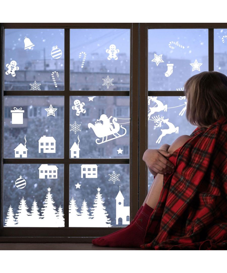 - Make your own great Christmas decorations with our White Xmas Village Scene Stickers. \n- With the WALPLUS Christmas Stickers for Windows & Walls it is easy and fun to decorate your home and when the holidays are over you can easily remove the stickers just by peeling them off.\n- These stickers can be applied to any smooth and clean surface such as walls, mirrors, doors, windows, closet, etc. \n- This package contains 2 sheets of 60 x 30 cm with the total of 43 stickers.