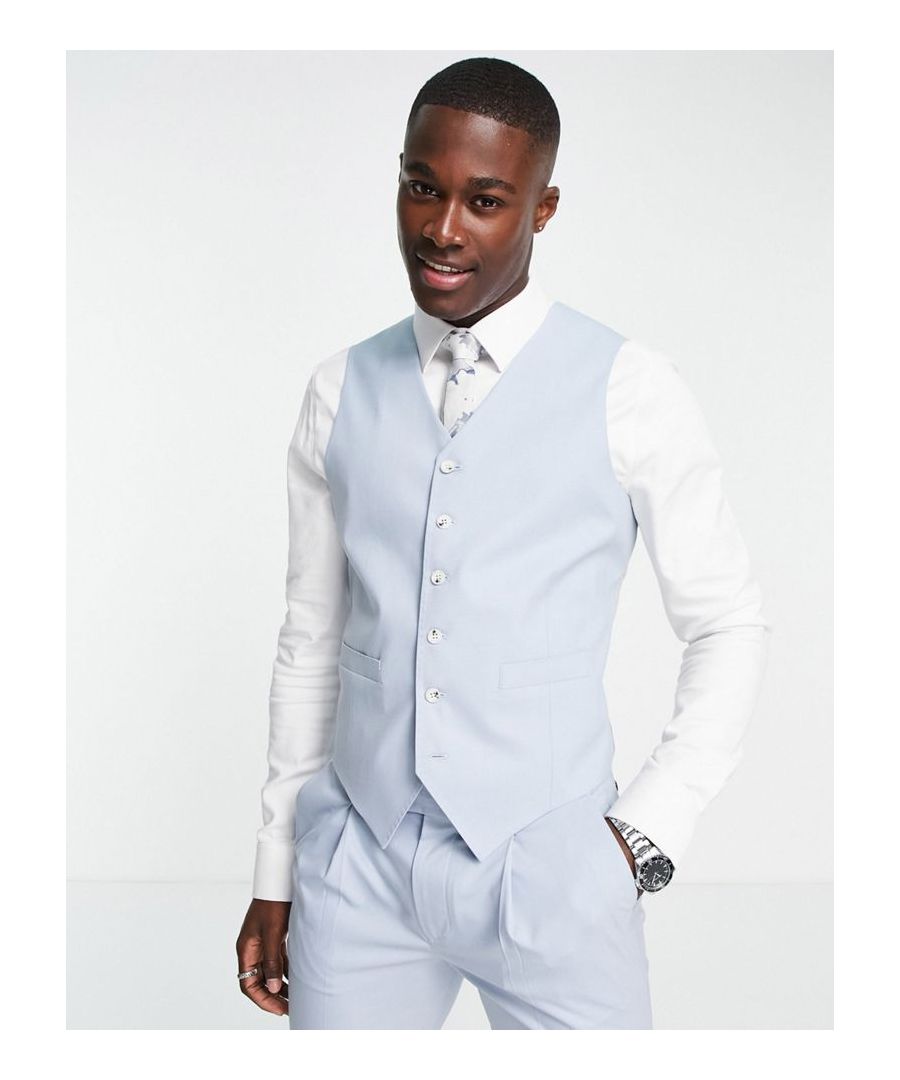 Waistcoat by Noak Effort: made V-neck Button placket Contrast back with an adjustable cinch Super-skinny fit  Sold By: Asos