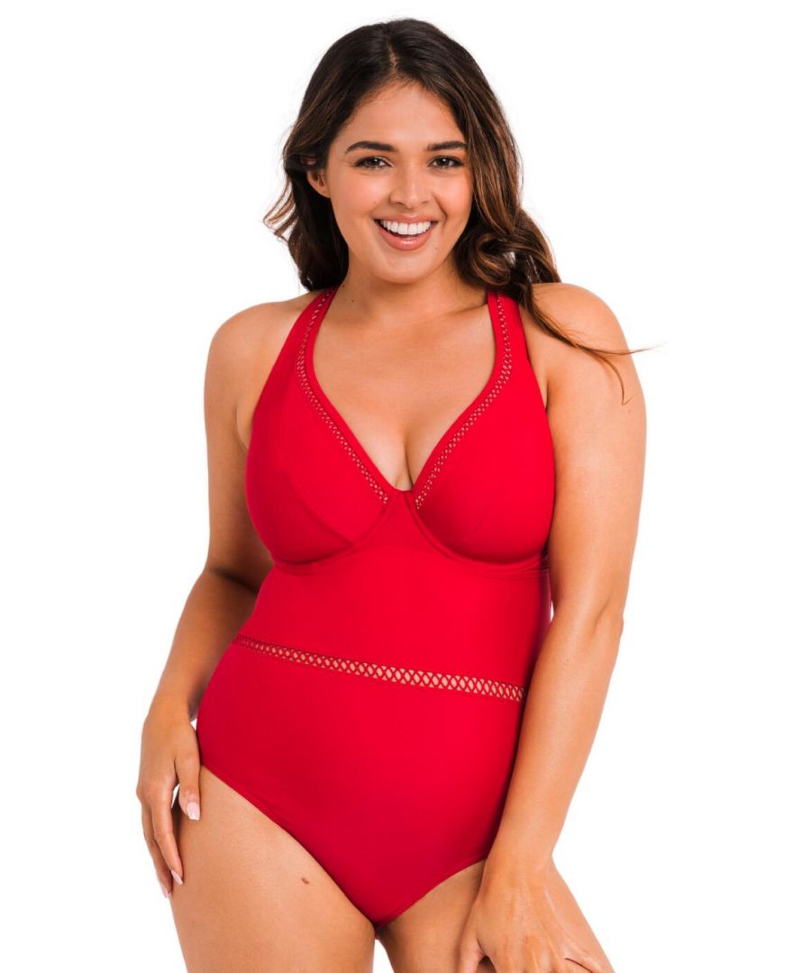 Curvy Kate Womens First Class Plunge Swimsuit - Red - Size 32DD