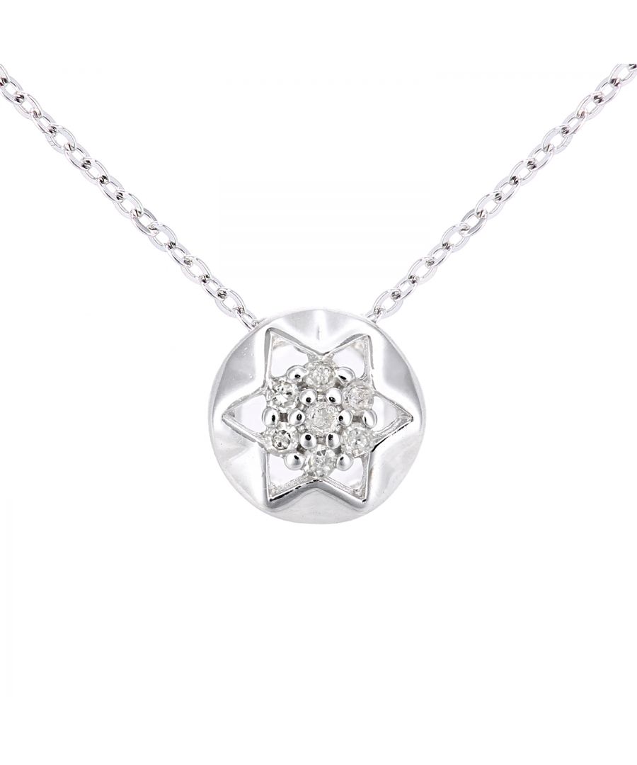 9ct witgouden diamanten stervormige stud-hangerketting met een lengte van 46 cm