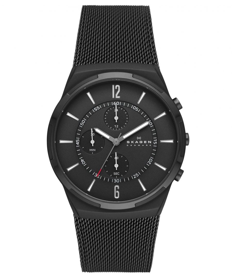 Skagen Melbye Chronograph Mens Black Watch SKW6802 Stainless Steel - One Size