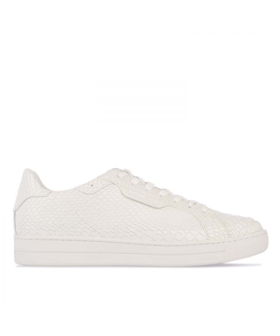 Womens Michael Kors Keating Python Embossed Leather Trainers in white.- Leather upper.- Lace up fastening.- Designed with a minimalist aesthetic.- Rubber sole.- Ref: 43S1KEFS1E1999