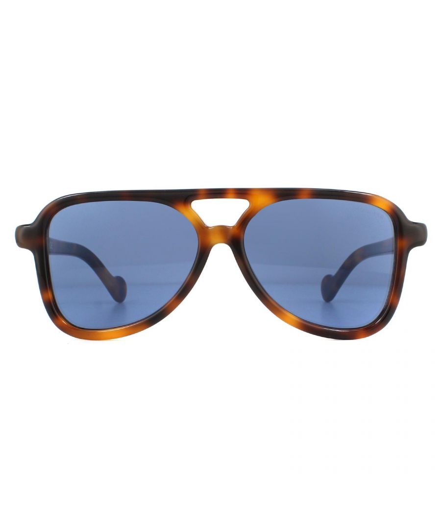 Image for Moncler Sunglasses ML0140 52X Dark Havana Blue Mirror