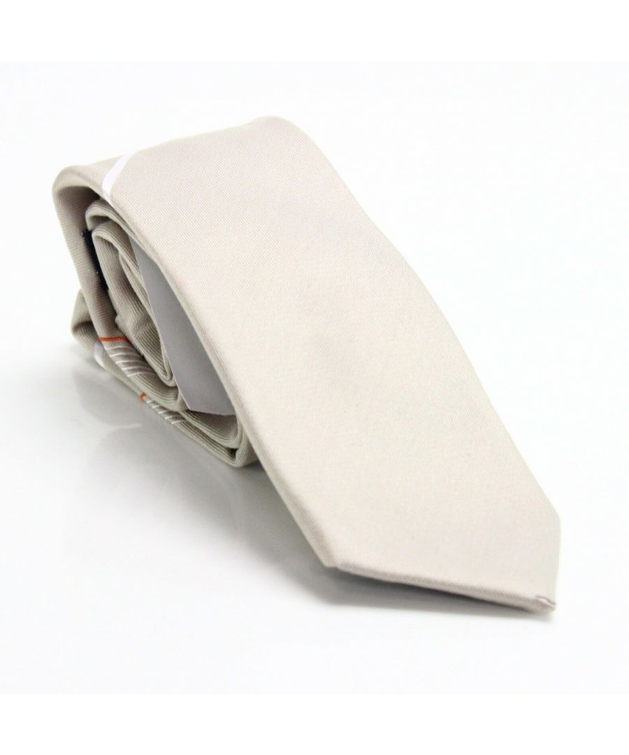 Image for DKNY Mens Beige Angled Panel Skinny Solid Neck Tie Silk Accessory