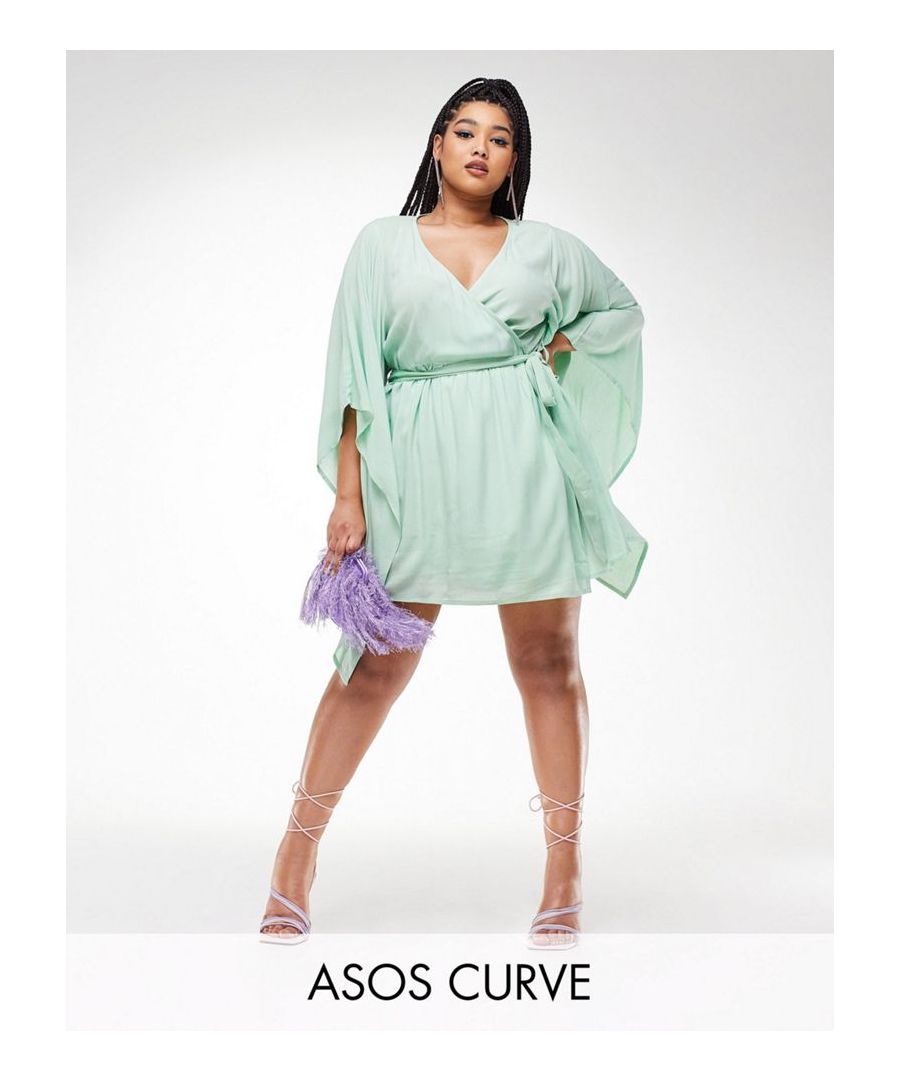 Top by ASOS DESIGN Summer, styled Wrap front Drapey sleeves Tie waist Regular fit Sold by Asos