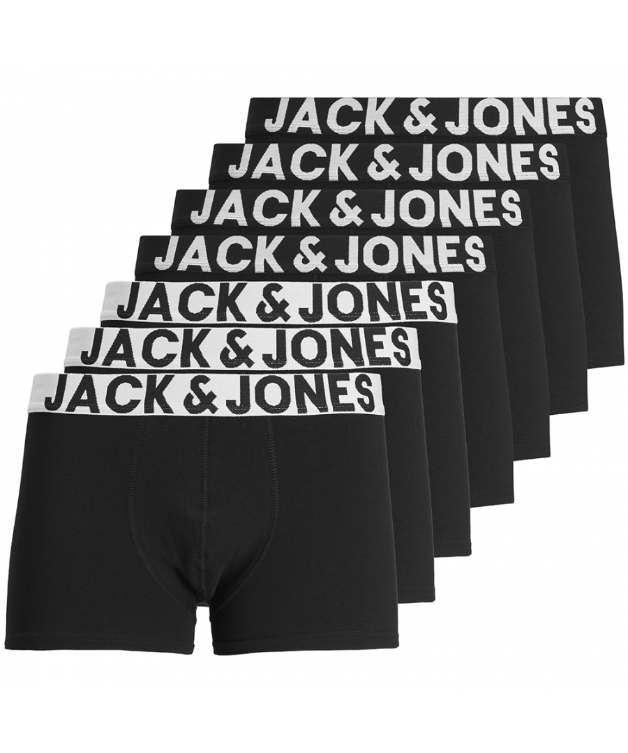 Image for Jack & Jones Mens Jacblack & Wht 7 Pack Trunks Boxer Shorts