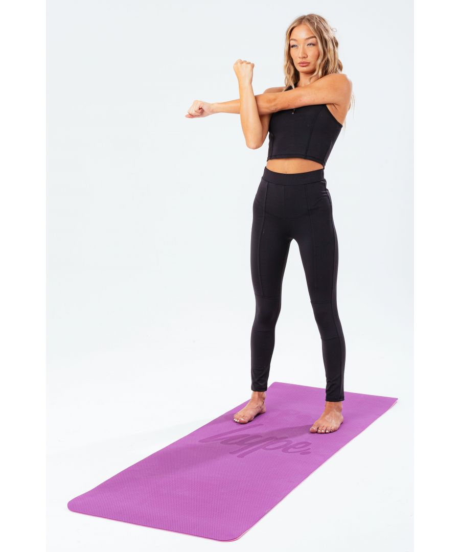 The HYPE. purple pink yoga mat is designed with the upmost supreme comfort you require to give you that extra support whilst practising your yoga moves and working out. The mat features a purple base on one side with our iconic Hype. script logo in a tonal purple and the other side a contrasting pink base. Wipe clean only.