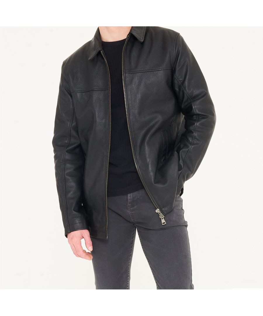 Image for BARNEYS ORIGINALS Two Way Zip Leather Reefer