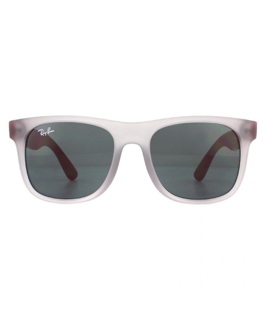 Ray-Ban Junior Sunglasses RJ9069S 705987 Rubber Transparent Grey Dark Grey are a simple typical Ray-Ban style sized for juniors. The size given by Ray-Ban is 8-12 years for this size, but this can vary widely with children's faces.