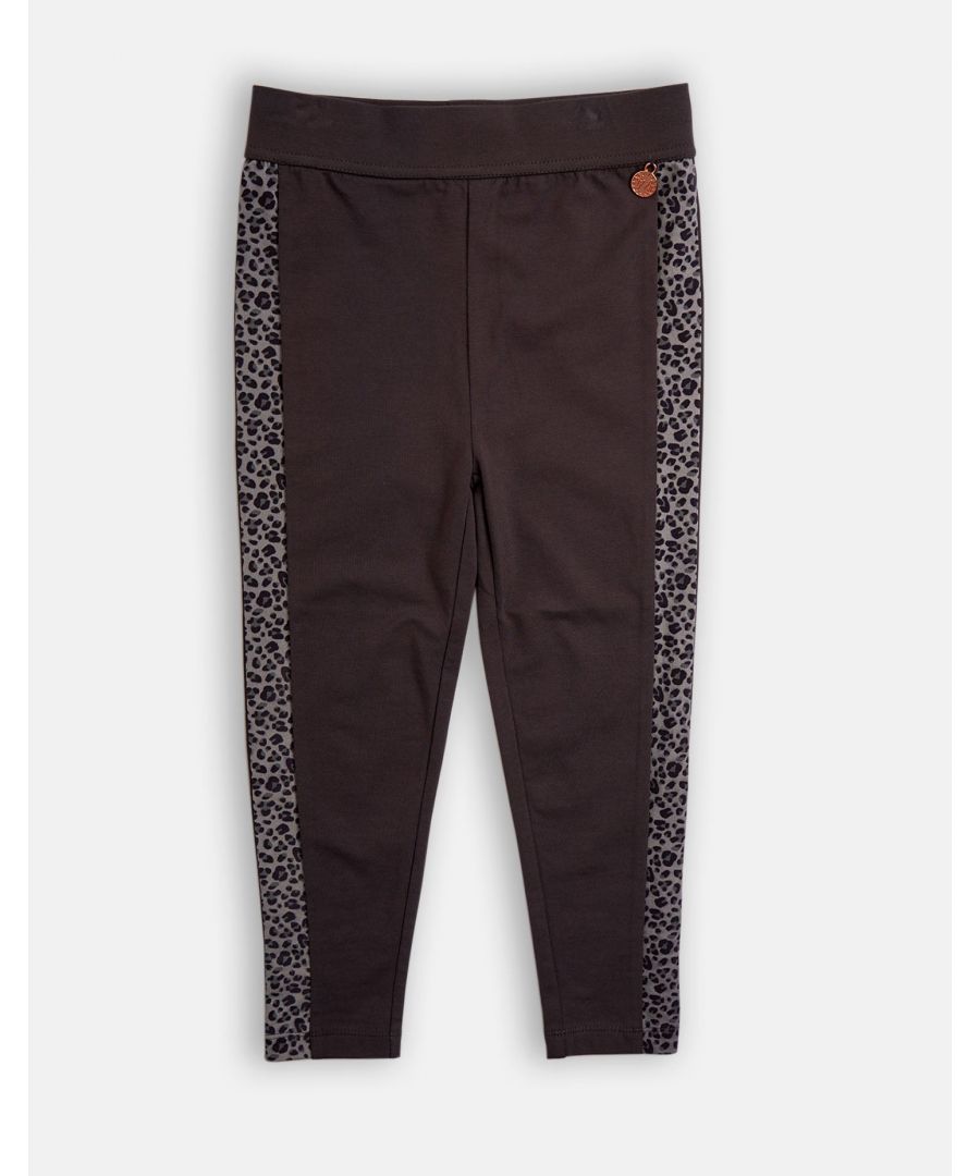 Add these grey side print leggings to your everyday wardrobe. Super comfy fabric  elasticated waistband and animal print  side stripes.    Angel & Rocket cares – made with fairtrade cotton.   Grey   About me: 95% cotton 5% elastane   Look after me - think planet  wash at 30c
