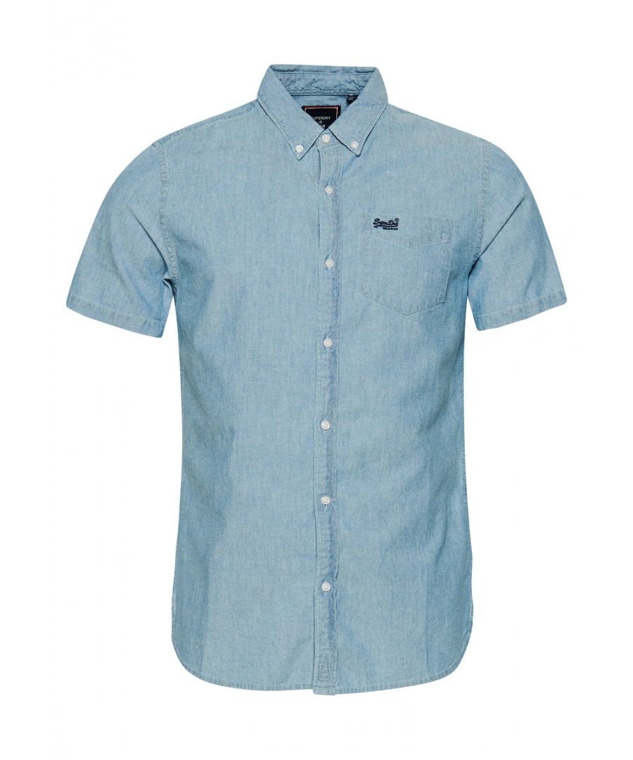 Superdry Mens Organic Cotton Classic University Oxford Shirt - Blue - Size Small