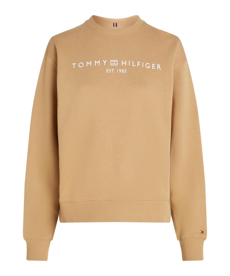 Tommy Hilfiger Modern Regular Corp Logo Womens Sweatshirt - Brown - Size Medium