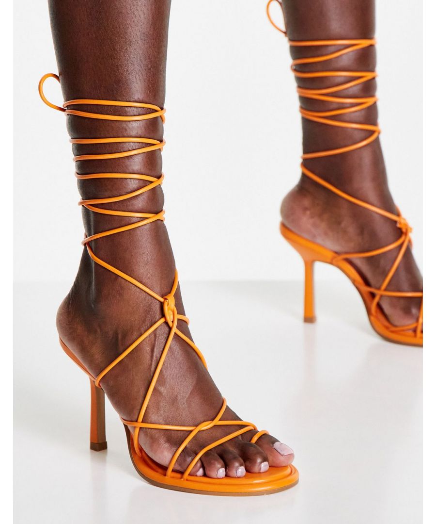 Sandals by Topshop Hit new heights Tie-leg design Peep toe Flat sole Mid point heel