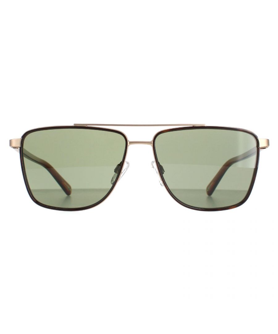 Ted Baker Aviator Unisex Tortoise Green TB1577 Folke Sunglasses TB1577 Folke are a aviator style crafted from lightweight metal. Silicone nose pads and a double bridge design provide all day comfort. The Ted Baker logo is engraved into the temples for authenticity.