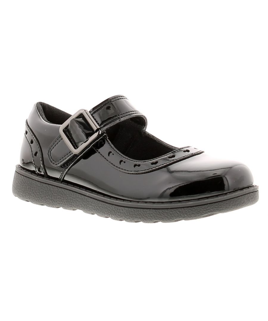 Princess Stardust Starry Younger Girls School Shoes Black. Manmade Upper. Fabric Lining. Synthetic Sole. Younger Girls Synthetic Patent Pu Bar Shoe.