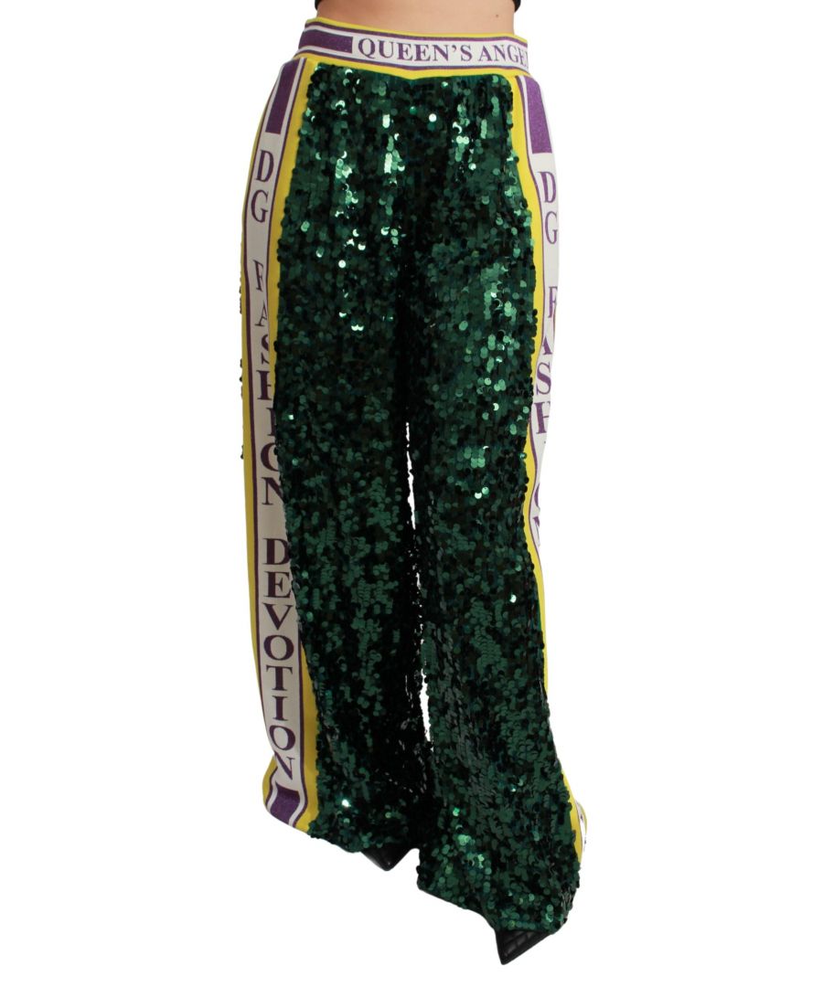 Image for Dolce  Gabbana Green Sequin Trousers Queens Angel Pants