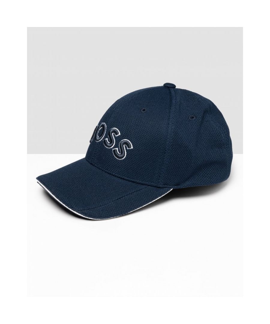 A sporty cap by BOSS. Featuring a cotton-blend sweatband, this modern cap is designed in stretch piqué and embroidered with a large logo in a 3D effect at the front. The adjustable metal closure is lasered with further BOSS branding. \n99% Polyester, 1% Elastane, partcode.61: 60% Cotton, 40% Polyester