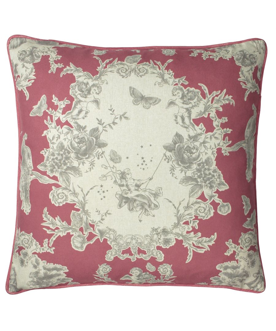 A traditional design capturing the essence of the renaissance art. This cushion will add a fabulous finishing touch to your room. For added luxury this cushion comes with piped edges and a coordinating soft plain reverse.