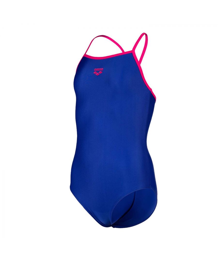 Arena Girls Girl's Light Drop Solid Swimsuit in Blue - Size 7-10Y