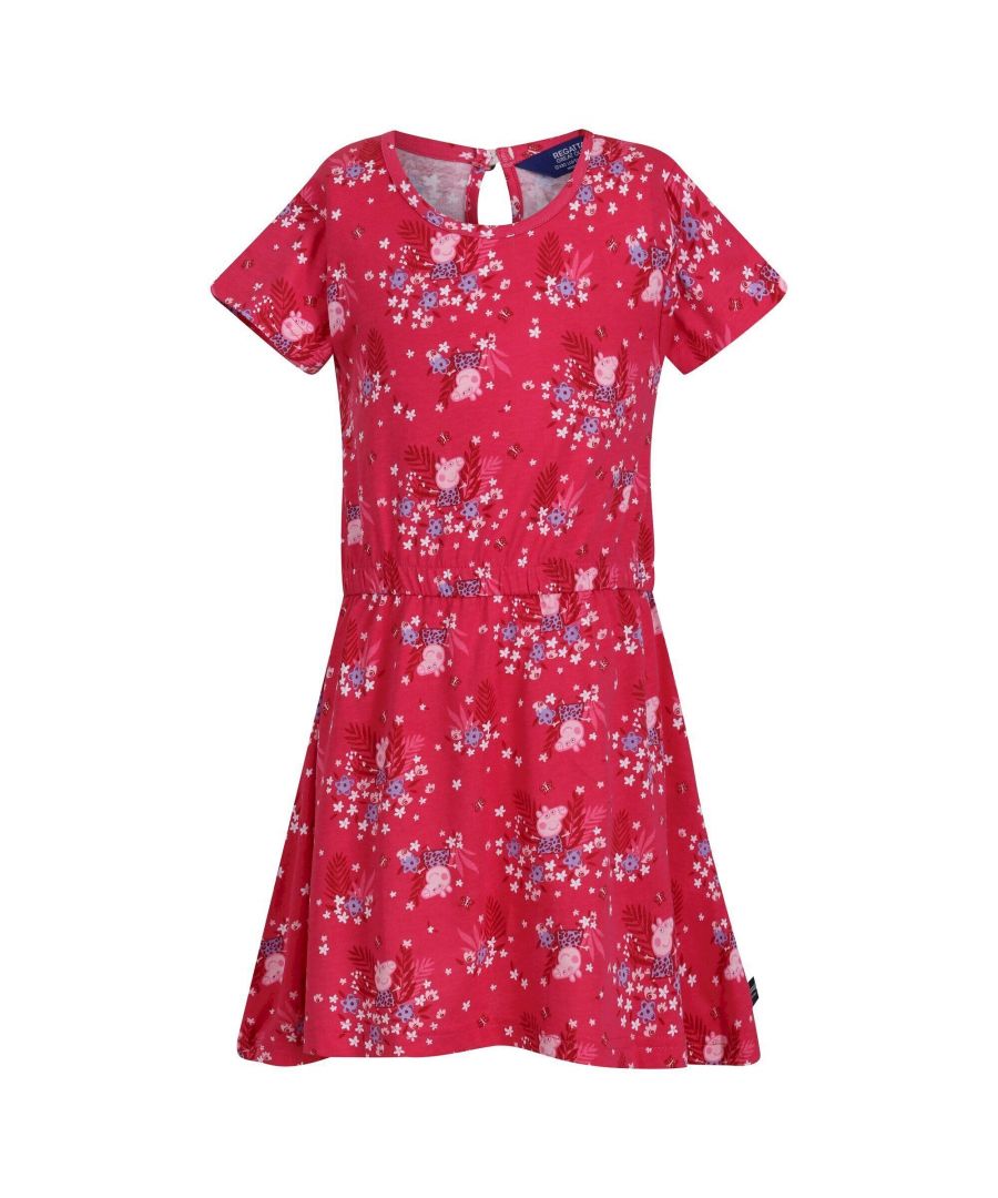 Material: 100% Cotton. Fabric: Coolweave, Soft Touch. Fabric Technology: Breathable. Design: Floral. All-Over Print, Branded Buttons, Buttonhole. Neckline: Crew Neck. Sleeve-Type: Short-Sleeved. Waistline: Elasticated. 100% Officially Licensed. Characters: Peppa Pig. Sustainability: Sustainable Materials.