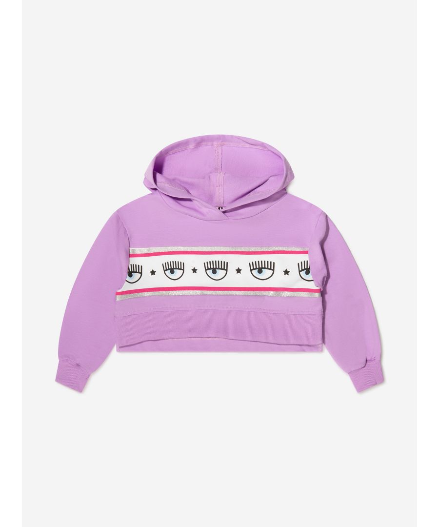 Chiara Ferragni Girls Cropped Logo Hoodie - Purple - Size 8Y