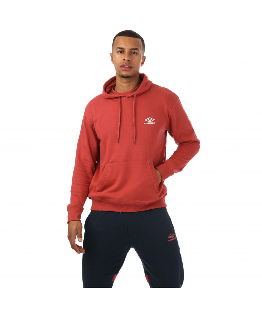 Mens Umbro Diamond Hoody in rust.- Drawcord on hood.- Long sleeves.- Kangaroo style pocket to front.- Ribbed cuffs and hem.- Raised small logo print to chest.- 70% Cotton  30% Polyester.- Ref: UMJM0634OG5BLK