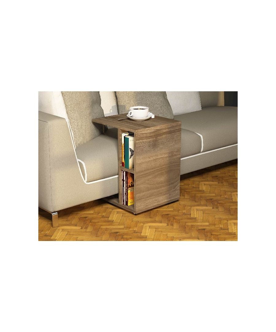 This stylish and functional coffee table is the perfect solution for furnishing the living area and keeping magazines and small items tidy. Easy-to-clean, easy-to-assemble kit included. Color: Walnut | Product Dimensions: W45xD35xH57,5 cm | Material: Melamine Chipboard, PVC | Product Weight: 8 Kg | Supported Weight: 5 Kg | Packaging Weight: W57xD11xH41 cm Kg | Number of Boxes: 1 | Packaging Dimensions: W57xD11xH41 cm.