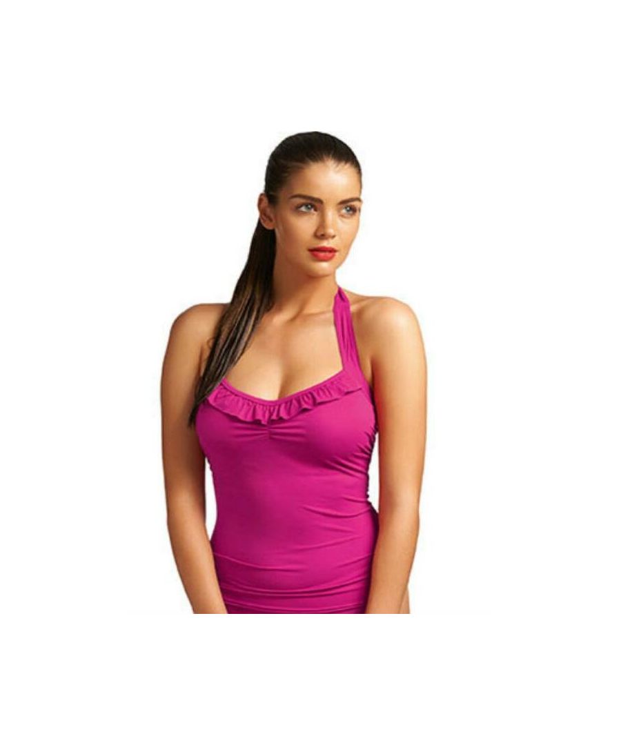 Freya Womens In The Mix Halterneck Tankini Top - Pink - Size 32DD