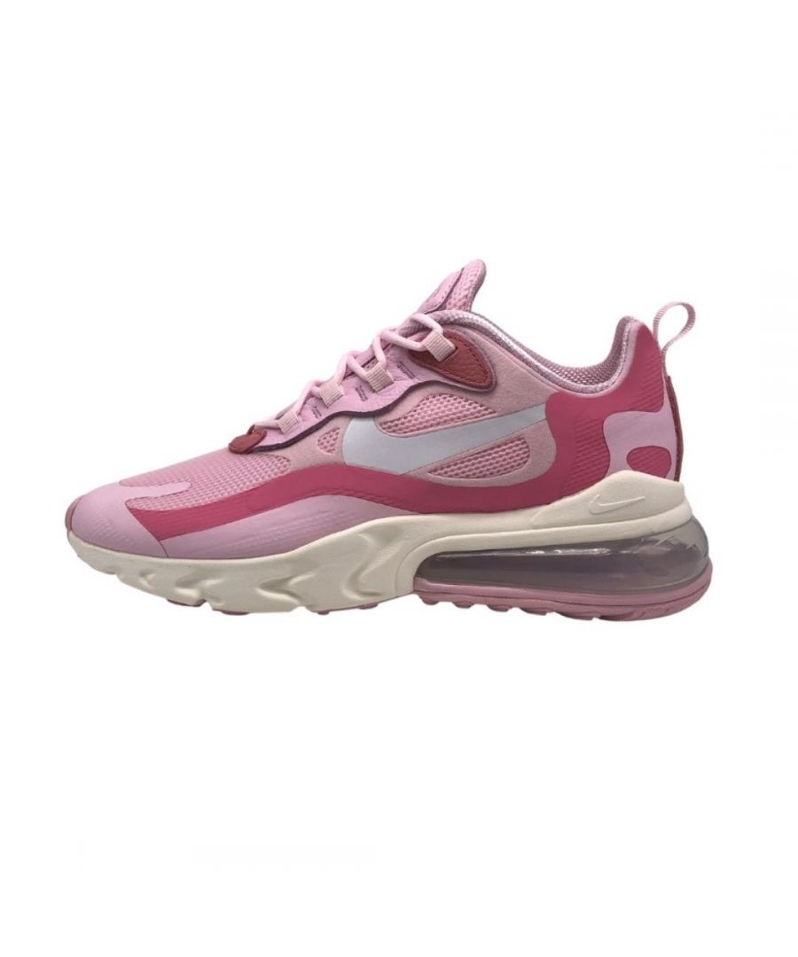 Nike Air Max 270 React Womens Pink Foam Sneakers. Textile and Other Materials Upper, Rubber Sole. Style: CZ0364 600. Air Cushioned. Lace Fasten Trainers. Branding On Side Of Shoe And Tongue