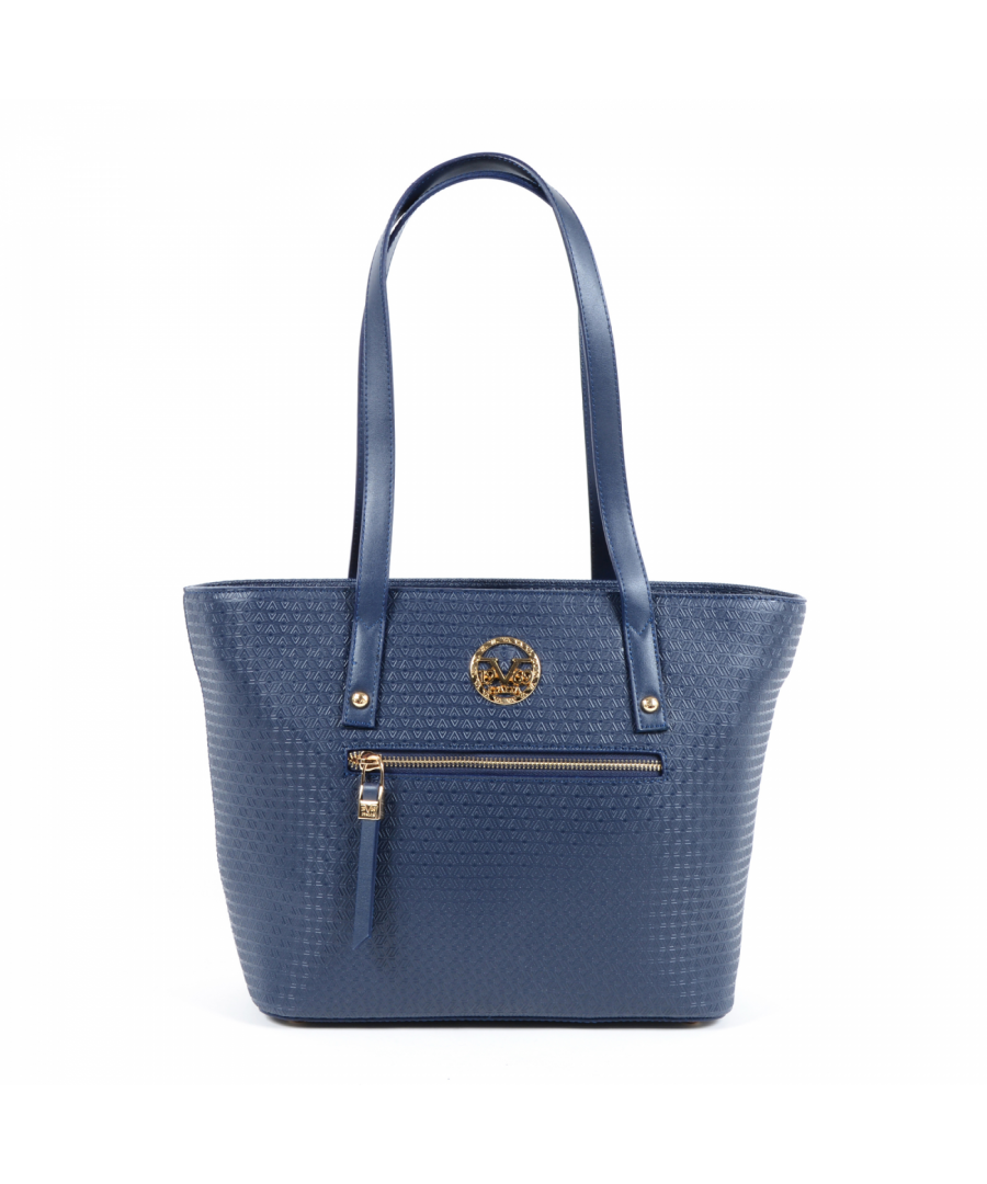 By Versace 19.69 Abbigliamento Sportivo Srl Milano Italia - Details: 2410 NAVY BLUE - Color: Dark Blue - Composition: 100% SYNTHETIC LEATHER - Made: TURKEY - Measures (Width-Height-Depth): 38.5x25.5x13 cm - Front Logo - Two Handles - Logo Inside - Two Inside Pocket