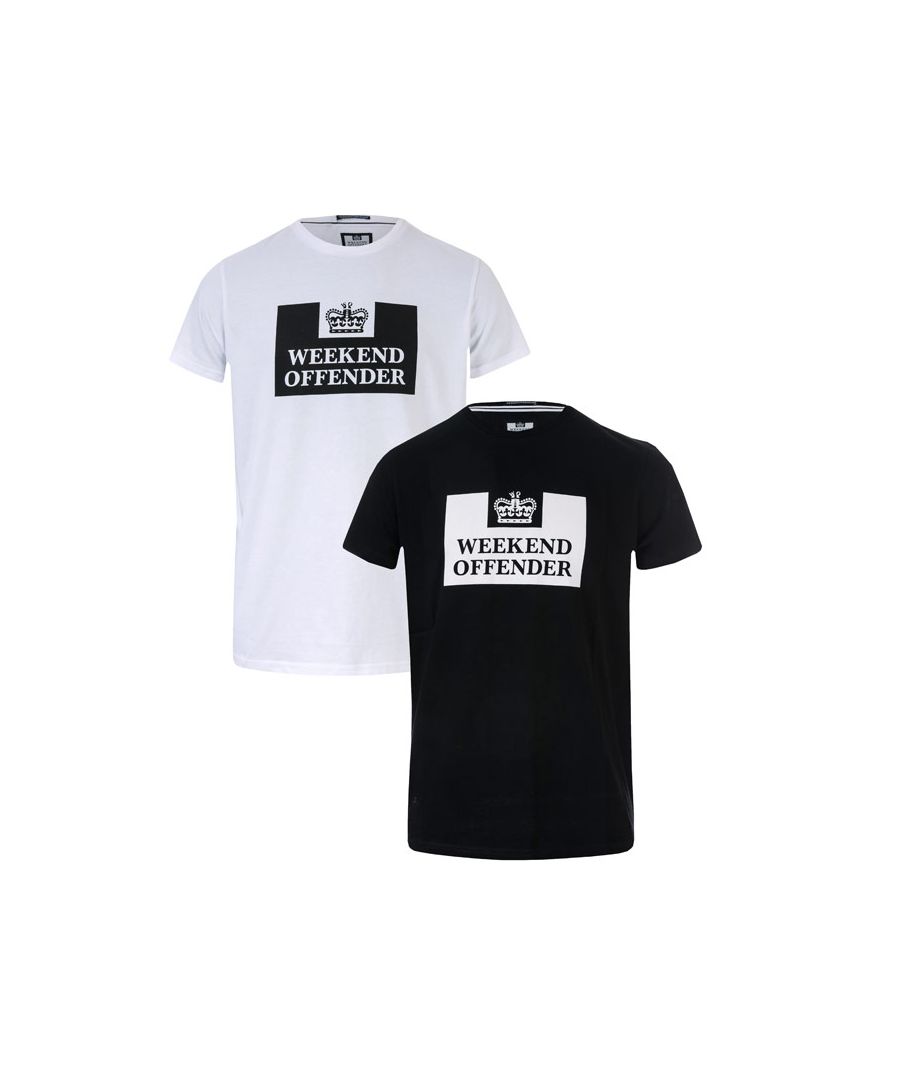Weekend Offender Mens Tadmur 2 Pack T-Shirts in White Black Cotton - Size X-Large