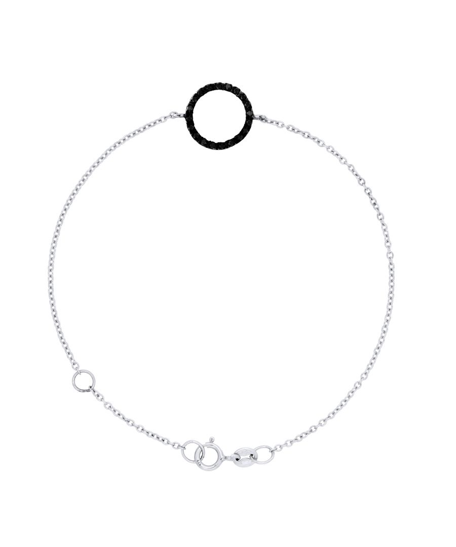 Zwarte cirkel Bracelet - Black Diamonds 0,20 Cts - sieraden - White Gold Chain Convict 375 duizendste - lengte 18 cm met ring via verstelbare 16 cm - 2 jaar garantie op fabricagefouten - Wordt geleverd in een doos met een certificaat van echtheid en een internationale garantie - Al onze juwelen zijn gemaakt in Frankrijk.