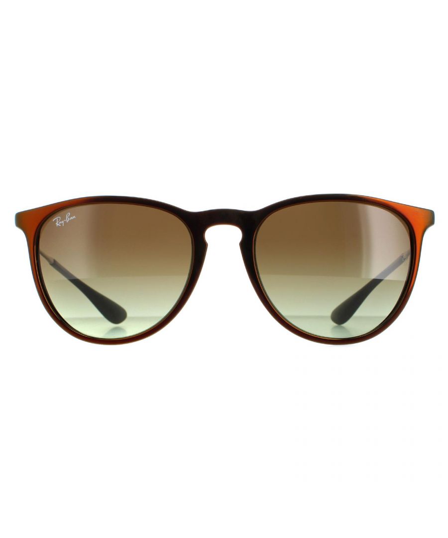 Ray-Ban Round Womens Mirror Red on Black Green Brown Gradient RB4171  Sunglasses this retro inspired sunglass feature a cool twist with the acetate frame merging into the metal arms and back into acetate on the temple tips. Awesome!