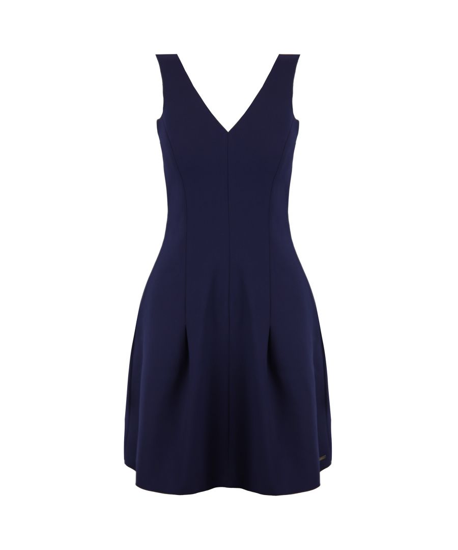 Armani Exchange Dark Blue Neon Yellow Short Dress 3GYA36 YNU3Z 6548