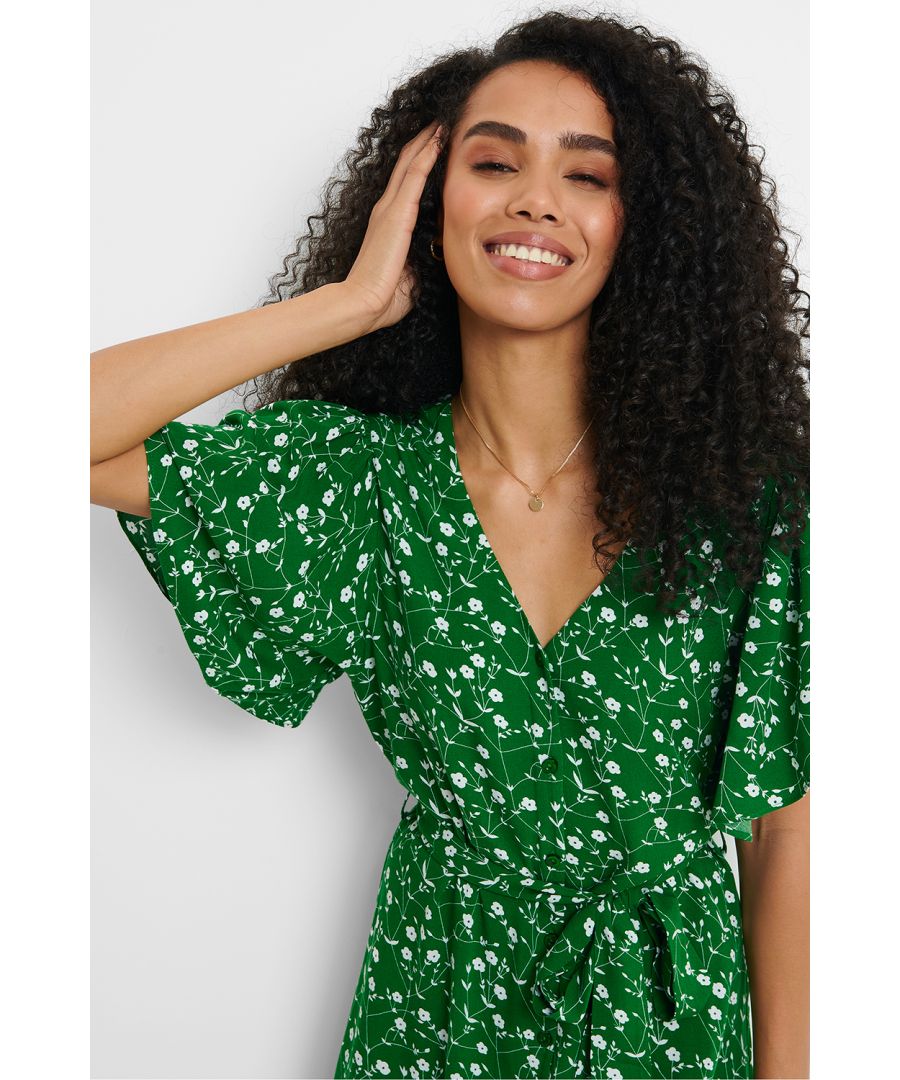 Threadbare Womens Green 'Pastill' Petite Button Down Midi Dress - Size 8 Uk